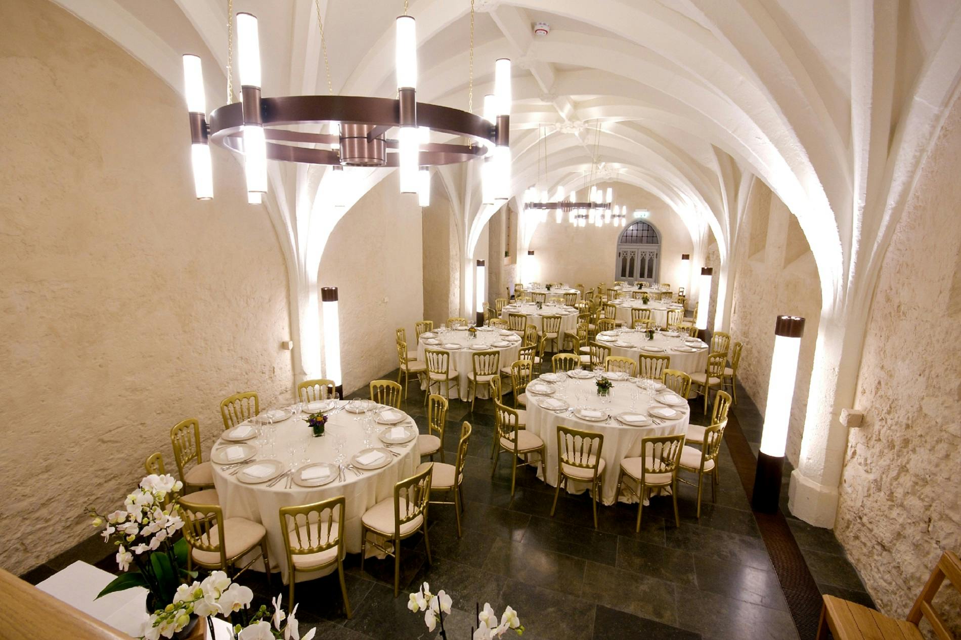 Elegant Cellarium Cafe in Westminster Abbey, ideal for weddings and corporate events.